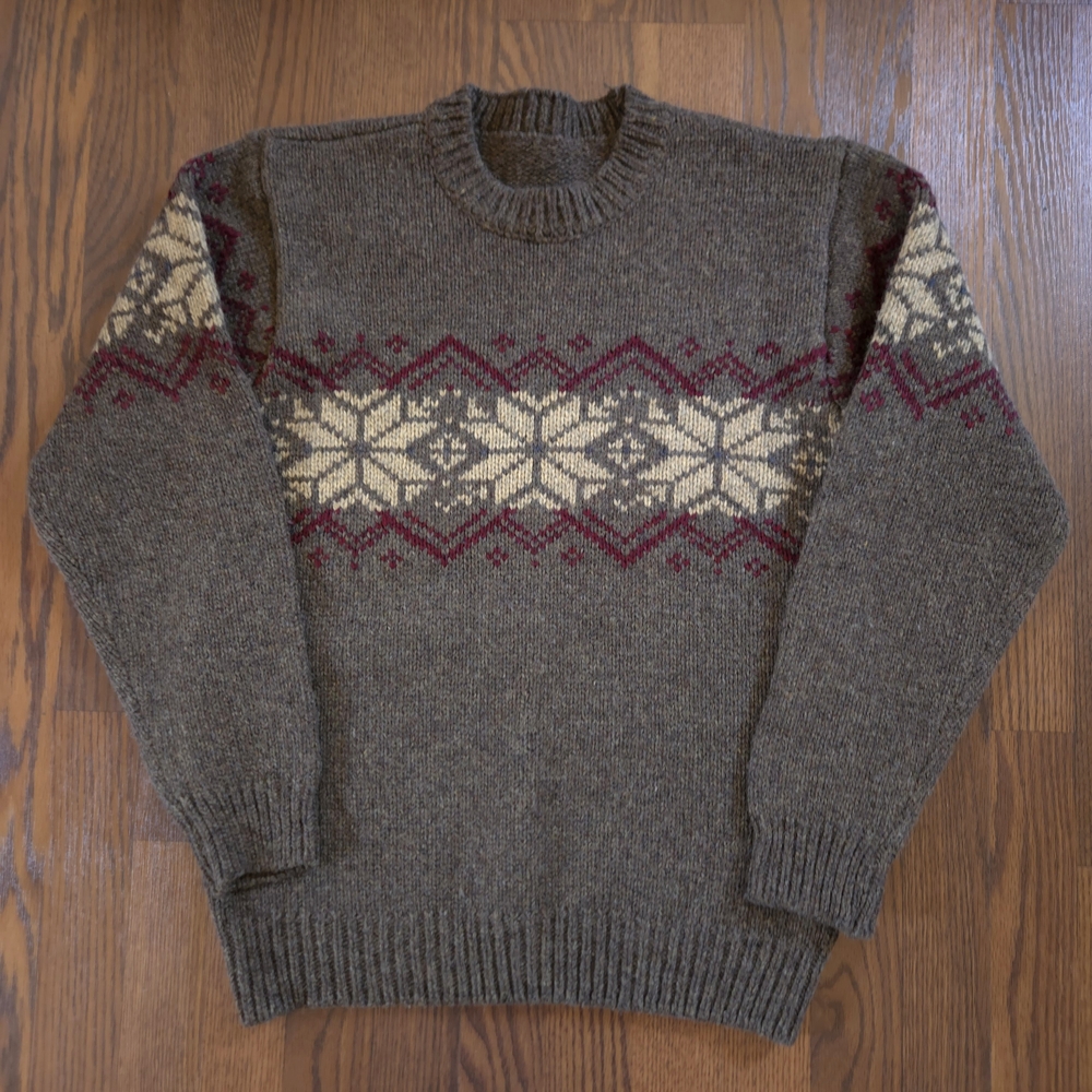 Vintage Brown Knit Sweater acrylic wool blend winter sweater - Mens Small